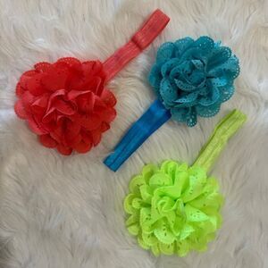 Bundle of (3)  Neon 3" Eyelet Flower is on a FOE headband   HB8242  Handmade NWT